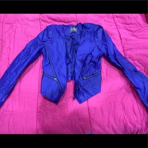 ❌sold❌Blue motorcycle style pleather jacket